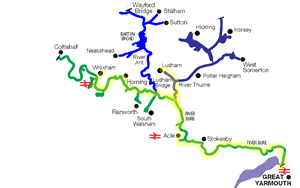 Map of Southern Broads rivers
